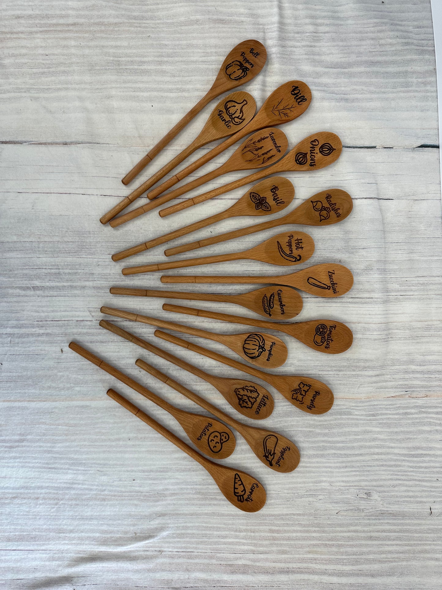 Garden Seed Markers- Sets of Five- Wooden Spoons- Non Toxic