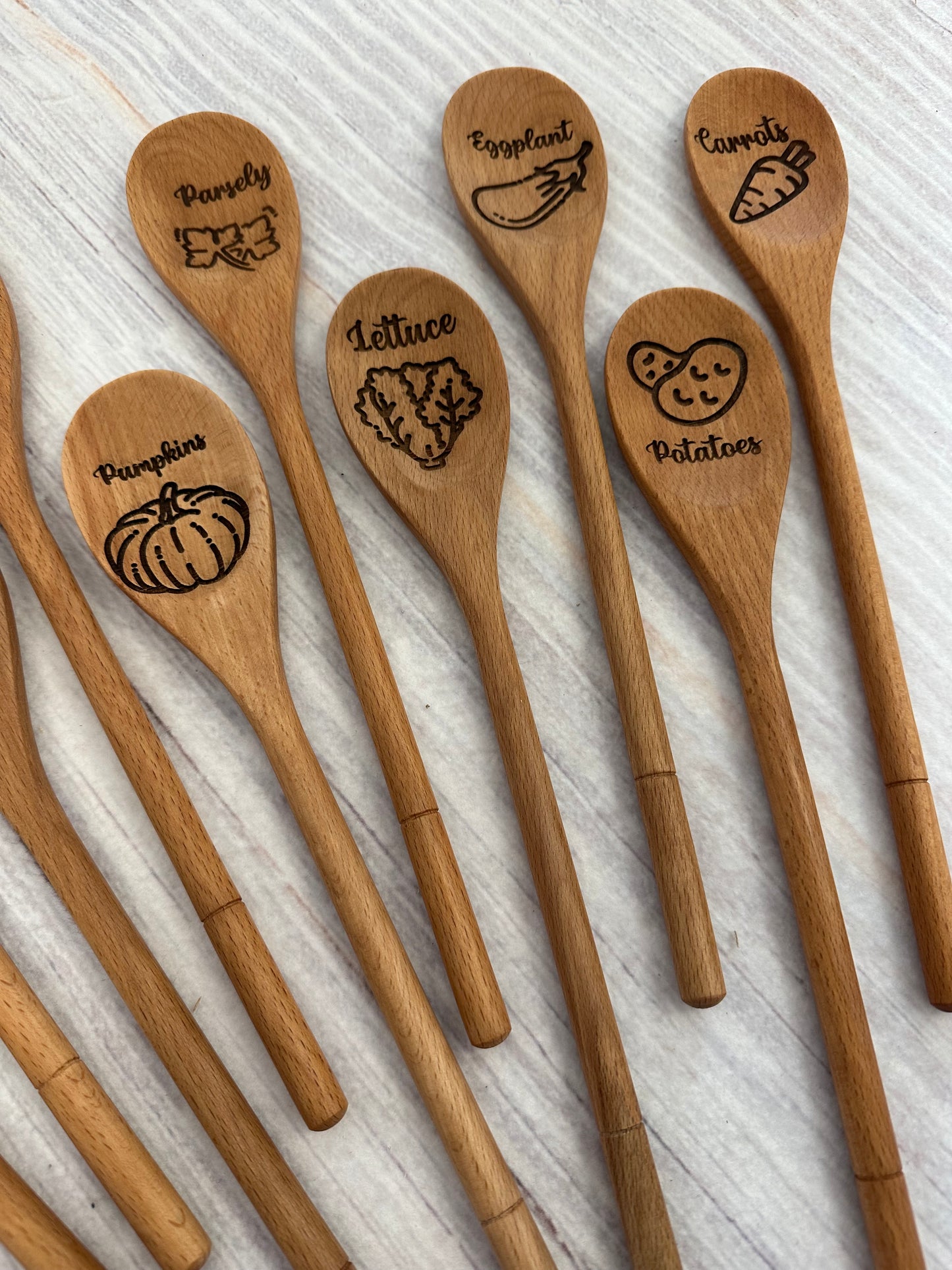 Garden Seed Markers- Sets of Five- Wooden Spoons- Non Toxic