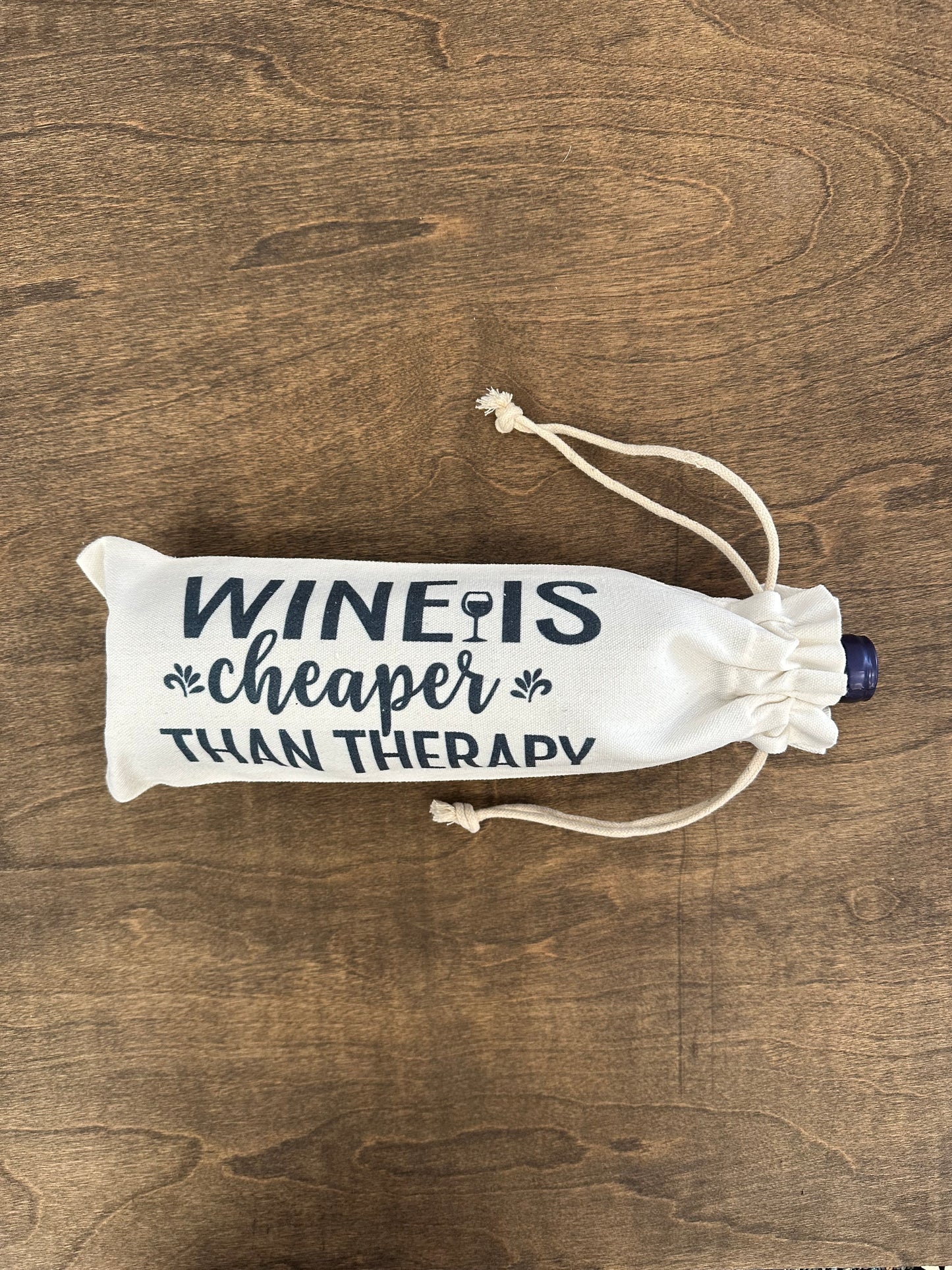 Canvas Wine Drawstring Bag