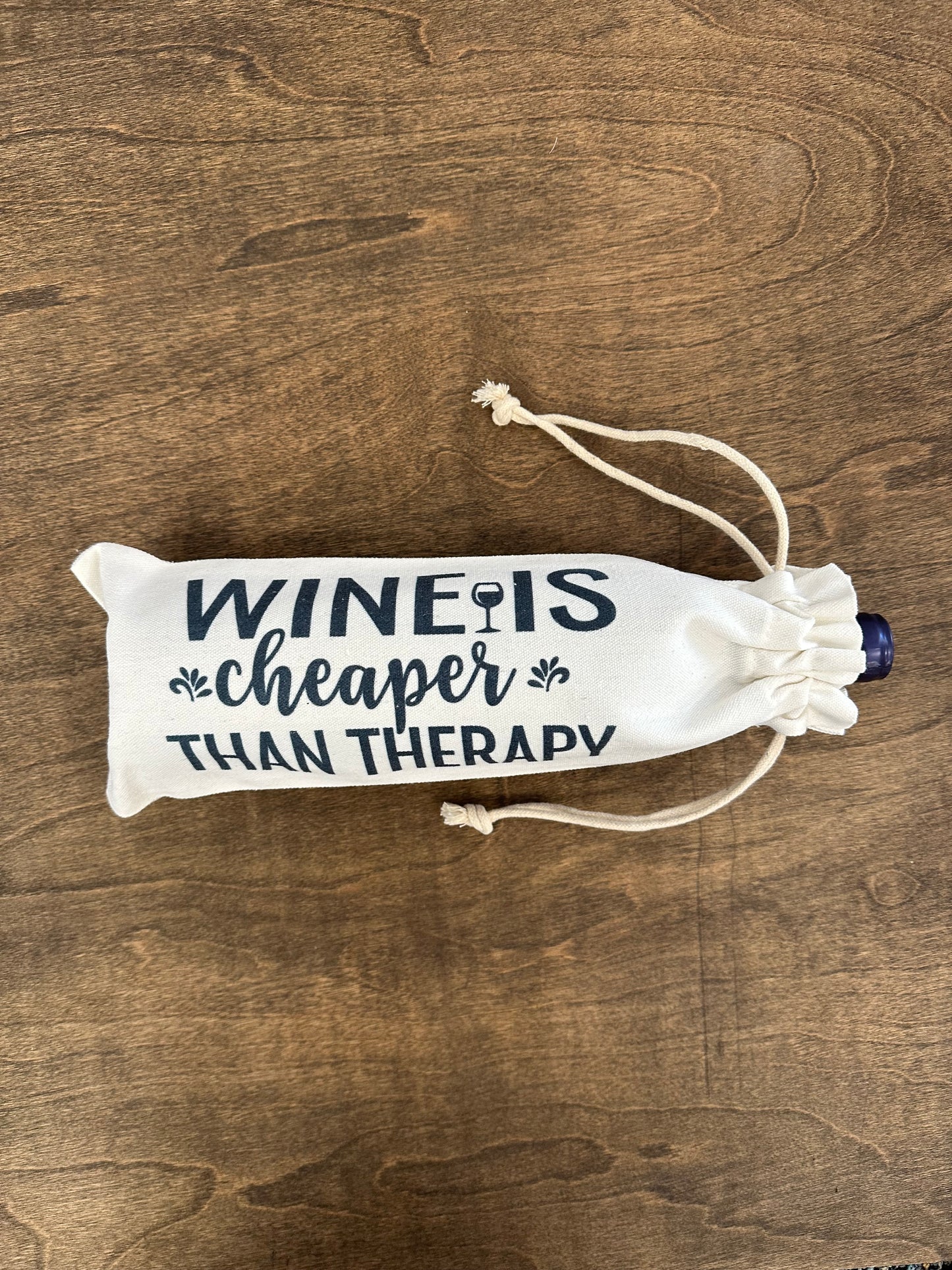 Canvas Wine Drawstring Bag