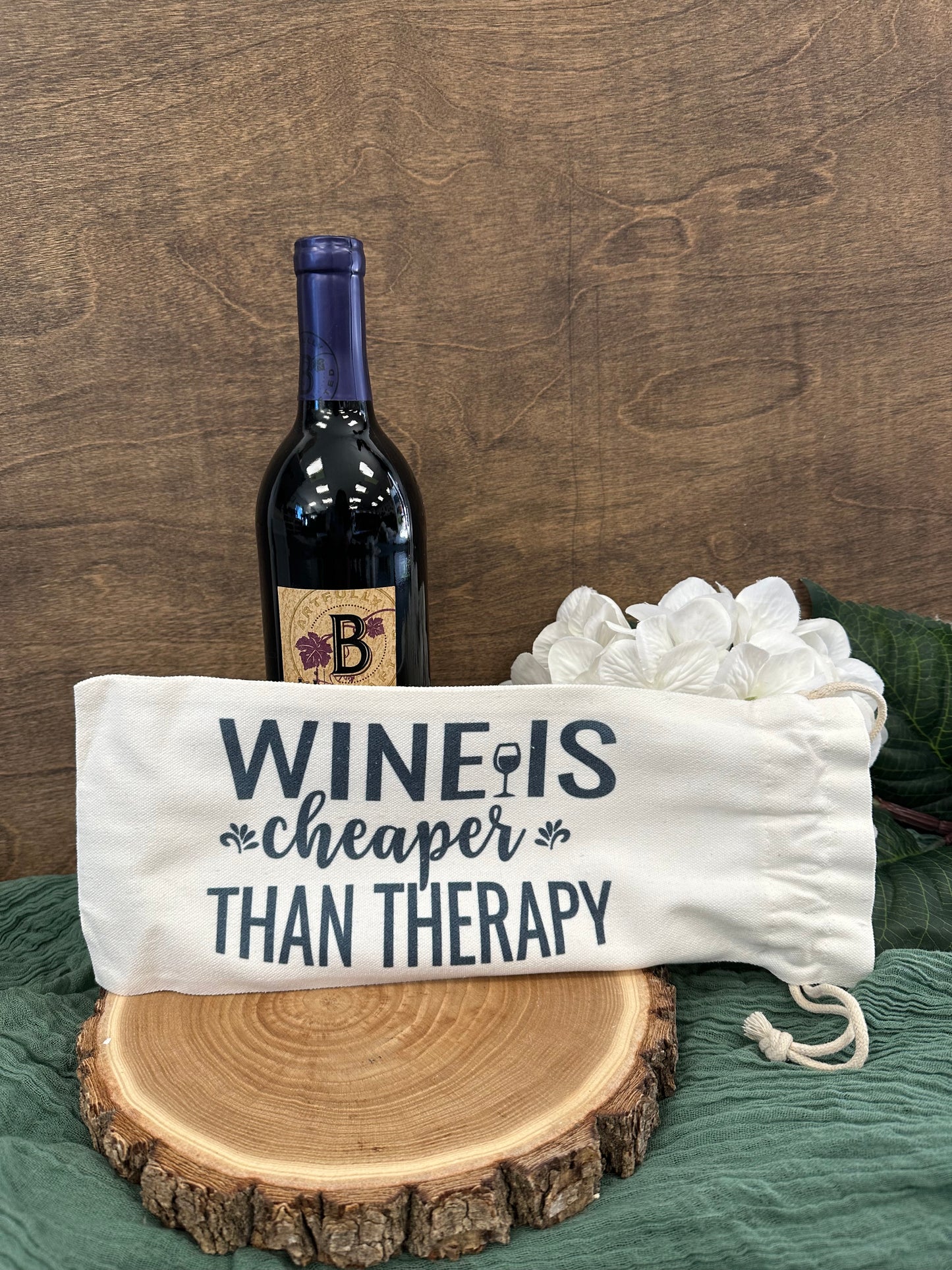 Canvas Wine Drawstring Bag